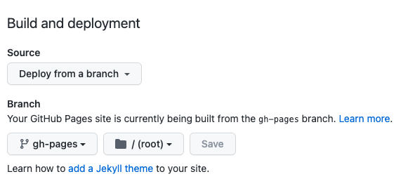 Build and deployment settings