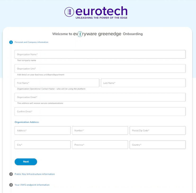 User / organization onboarding