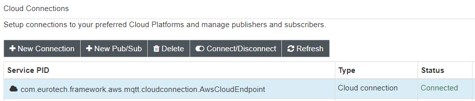 AWS IoT Cloud Connection